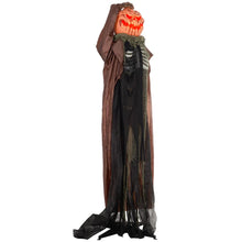 Laden Sie das Bild in den Galerie-Viewer, Animierte Halloween-Dekoration – Schädelkürbisgeist mit LED-Augen &amp; Sound, 183 cm