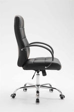 Laden Sie das Bild in den Galerie-Viewer, Leder Bürostuhl MIKONS. Eleganter moderner Bürostuhl mit Chrom-Fußkreuz