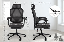 Laden Sie das Bild in den Galerie-Viewer, GONDER ergonomischer und vielfach einstellbarer Chefsessel, Bürostuhl, Mesh-Stoff, schwitzfrei.