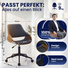 Laden Sie das Bild in den Galerie-Viewer, Bürostuhl SONTO, Walnuss-Holz, Leder schwarz