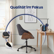 Laden Sie das Bild in den Galerie-Viewer, Bürostuhl SONTO, Walnuss-Holz, Leder schwarz