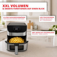 Laden Sie das Bild in den Galerie-Viewer, Heißluftfritteuse 8 Liter Edelstahl digital 1800 Watt