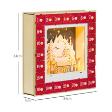 Laden Sie das Bild in den Galerie-Viewer, Adventskalender mit Dorfszene, 24 große Schubladen, 34 x 7 x 34 cm, Rot