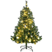 Laden Sie das Bild in den Galerie-Viewer, Weihnachtsbaum 120 cm, inkl. warmweißer LED-Kette und Baumschmuck, 307 Spitzen