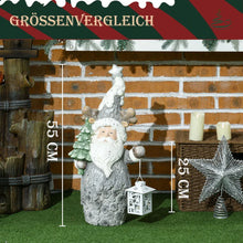 Laden Sie das Bild in den Galerie-Viewer, Weihnachtsdeko, Weihnachtsmann mit Tanne und Laterne, warme LED-Beleuchtung, Batteriebetrieb, In- und Outdoor, 55 cm