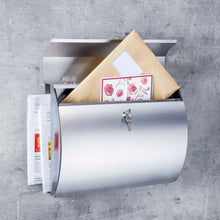 Laden Sie das Bild in den Galerie-Viewer, Design Briefkasten aus Edelstahl 18/8 mit Zeitungsfach