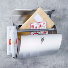 Laden Sie das Bild in den Galerie-Viewer, Design Briefkasten aus Edelstahl 18/8 mit Zeitungsfach
