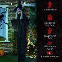 Laden Sie das Bild in den Galerie-Viewer, Lebensgroße alte Halloween-Hexe, Soundfunktion, mit Bewegungssensor und LED-Lichtern, 183 cm