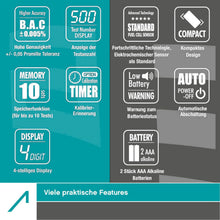 Laden Sie das Bild in den Galerie-Viewer, PROMITEST. Testsieger Auto-Bild. Polizeigenauer professionelle Alkoholtester. Höchste Genauigkeit!