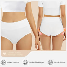 Laden Sie das Bild in den Galerie-Viewer, Damen Unterhosen – 5er Pack, hohe Taille, weiche Bio-Baumwolle, atmungsaktiv &amp; elastisch, mehrfarbig