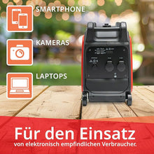 Laden Sie das Bild in den Galerie-Viewer, Inverter Stromerzeuger 3100 Watt. (2800 Watt Dauerleistung.) 36 kg. Motorleistung 5,4 PS.