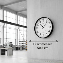Laden Sie das Bild in den Galerie-Viewer, Riesige Hallen-Funk-Wanduhr Aluminium, klassische Anzeige, Funkuhr, Ø 50,5 cm
