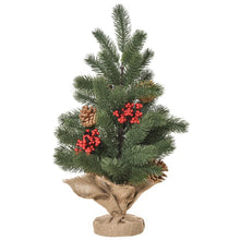 Laden Sie das Bild in den Galerie-Viewer, Mini-Weihnachtsbaum mit Schmuck, rote Beeren und Tannenzapfen – 50 cm Höhe