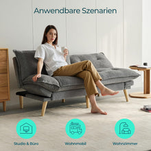 Laden Sie das Bild in den Galerie-Viewer, Bettsofa 3-Sitzer mit Schlaffunktion, Klappsofa, Schlafsofa mit Rückenlehne &amp; Armlehnen. Bettfunktion