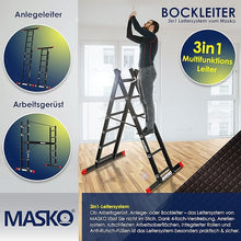 Laden Sie das Bild in den Galerie-Viewer, Multifunktionsgerüst schwarz inkl. Holzplattform. Baugerüst - Arbeitsgerüst. Inkl. 2 Rollen