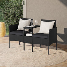 Laden Sie das Bild in den Galerie-Viewer, Rattan Zweier-Kombi-Sitzbank für Garten und Terrasse