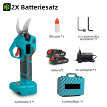 Laden Sie das Bild in den Galerie-Viewer, Automatische Akku Gartenschere 30mm Astschneider Rebschere Astschere Strauchschere. Inkl. 2 x Li-Ionen-Akku und Ladegerät.