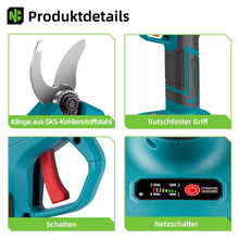 Laden Sie das Bild in den Galerie-Viewer, Automatische Akku Gartenschere 30mm Astschneider Rebschere Astschere Strauchschere. Inkl. 2 x Li-Ionen-Akku und Ladegerät.