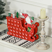 Laden Sie das Bild in den Galerie-Viewer, Adventskalender Weihnachtsmann mit Schlitten, 24 Fächer, wiederverwendbar, 22,5x8x36 cm, Rot