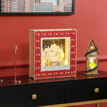 Laden Sie das Bild in den Galerie-Viewer, Adventskalender mit Dorfszene, 24 große Schubladen, 34 x 7 x 34 cm, Rot
