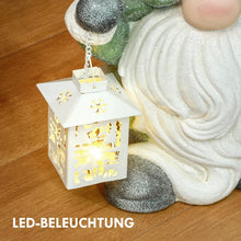 Laden Sie das Bild in den Galerie-Viewer, Weihnachtszwerg mit Laterne, LED, batteriebetrieben, wetterfest, 28x21x42 cm