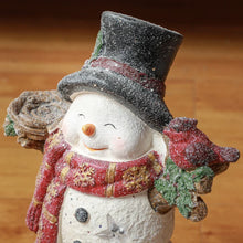 Laden Sie das Bild in den Galerie-Viewer, Schneemann Weihnachtsdeko mit LED-Beleuchtung, Batteriebetrieb, warmweiß, 38 cm