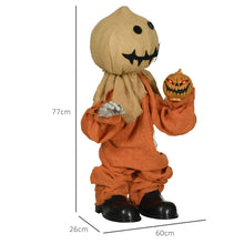 Laden Sie das Bild in den Galerie-Viewer, Animierte Halloween-Dekoration – Vogelscheuche mit Bewegung, Sound &amp; LED, 77 cm