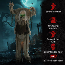 Laden Sie das Bild in den Galerie-Viewer, Animierte Halloween-Dekoration – Buckliger Skelettgeist mit Sound &amp; LED, 160 cm