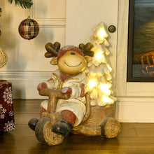 Laden Sie das Bild in den Galerie-Viewer, Weihnachtsdeko, Rentier mit Weihnachtsbaum, warme LED-Beleuchtung, Batteriebetrieb, In- und Outdoor, 44 cm
