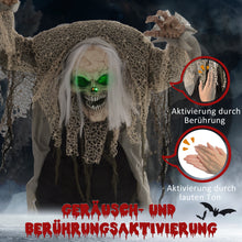 Laden Sie das Bild in den Galerie-Viewer, Animierte Halloween-Dekoration – Buckliger Skelettgeist mit Sound &amp; LED, 160 cm