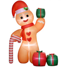 Laden Sie das Bild in den Galerie-Viewer, Aufblasbarer Lebkuchenmann mit Herzen, 245 cm mit LED-Beleuchtung. Weihnachten Deko Luftfigur wetterfest