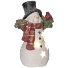 Laden Sie das Bild in den Galerie-Viewer, Schneemann Weihnachtsdeko mit LED-Beleuchtung, Batteriebetrieb, warmweiß, 38 cm