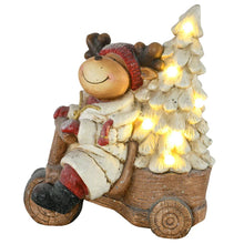 Laden Sie das Bild in den Galerie-Viewer, Weihnachtsdeko, Rentier mit Weihnachtsbaum, warme LED-Beleuchtung, Batteriebetrieb, In- und Outdoor, 44 cm