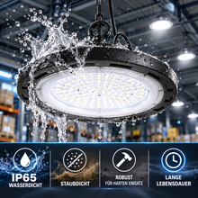 Laden Sie das Bild in den Galerie-Viewer, LED-Hallenleuchte 800W – Extra hell, energiesparend, IP66 – für Werkstatt, Lager, Garage &amp; Industrie