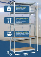 Laden Sie das Bild in den Galerie-Viewer, Schwerlastregal 75 × 30 × 172 cm Belastung gesamt 375 kg