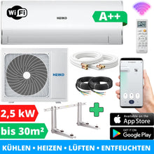 Laden Sie das Bild in den Galerie-Viewer, Split Klimaanlage 9000 BTU Klimagerät mit Wandhalterung. WLAN. Vorbefüllt.