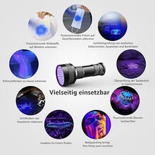 Laden Sie das Bild in den Galerie-Viewer, UV Schwarzlicht Taschenlampe HD51 mit 51 LEDs (395 nm) zur Erkennung eingetrockneter Tierurin-Flecken