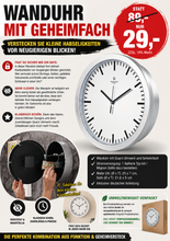 Laden Sie das Bild in den Galerie-Viewer, Geheimversteck: Wanduhr mit Geheimfach (Uhr mit Geheimfach)