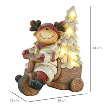 Laden Sie das Bild in den Galerie-Viewer, Weihnachtsdeko, Rentier mit Weihnachtsbaum, warme LED-Beleuchtung, Batteriebetrieb, In- und Outdoor, 44 cm