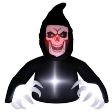 Laden Sie das Bild in den Galerie-Viewer, Aufblasbare Halloween-Dekoration – Aufblasbarer Sensemann mit LED-Beleuchtung, 180 cm)