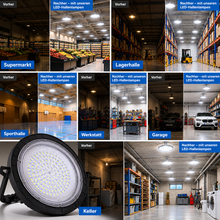 Laden Sie das Bild in den Galerie-Viewer, LED-Hallenleuchte 800W – Extra hell, energiesparend, IP66 – für Werkstatt, Lager, Garage &amp; Industrie