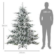 Laden Sie das Bild in den Galerie-Viewer, Künstlicher Weihnachtsbaum – 1,8 m mit verschneiten Zweigen und Tannenzapfen