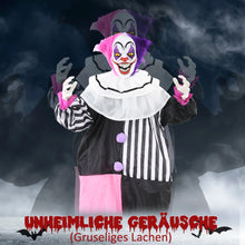 Laden Sie das Bild in den Galerie-Viewer, Halloween Dekoration Stehender Clown 173cm mit LED-Lichter Soundeffekt, pink und lila