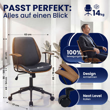 Laden Sie das Bild in den Galerie-Viewer, Bürostuhl ALON, Walnuss-Holz, Leder schwarz