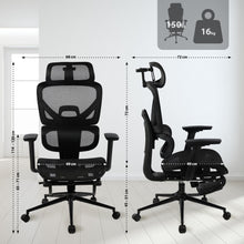Laden Sie das Bild in den Galerie-Viewer, BERSFORD ergonomischer und vielfach einstellbarer Chefsessel, Mesh-Stoff, schwitzfrei.