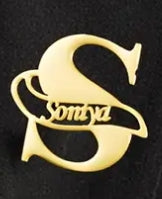 Laden Sie das Bild in den Galerie-Viewer, Brosche individualisiert. Gold. Ca. 4 cm Breite. Gefertigt nach Ihrem Firmenlogo oder Text. Wir setzen es für Sie um!