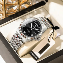 Laden Sie das Bild in den Galerie-Viewer, Elegante Herren-Armbanduhr, Stahlband. Mit Wochentag-Anzeige. 3 Modelle.