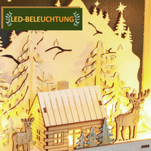 Laden Sie das Bild in den Galerie-Viewer, Adventskalender mit Dorfszene, 24 große Schubladen, 34 x 7 x 34 cm, Rot