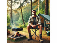 Laden Sie das Bild in den Galerie-Viewer, Dreibein-Camping-Hocker, 43 cm Sitzhöhe, mit Tragetasche und Tragegurt
