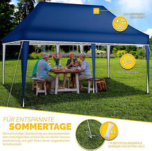 Laden Sie das Bild in den Galerie-Viewer, Faltpavillon wasserdicht. Pop Up. Ohne Seitenteile. 3x6 Meter. Gartenzelt. Partyzelt. UV50+ Schutz. Einfaches Faltsystem.